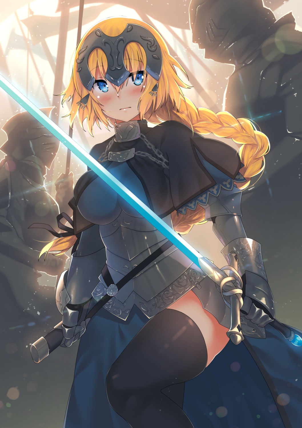 armor fate/apocrypha fate/stay_night jeanne_d'arc jeanne_d'arc_(fate) kawai sword thighhighs