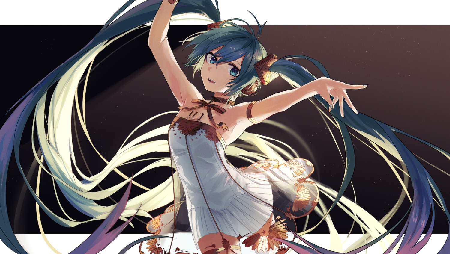 dress garter gramophone_miku hatsune_miku hatsune_miku_symphony moegi0926 tattoo vocaloid