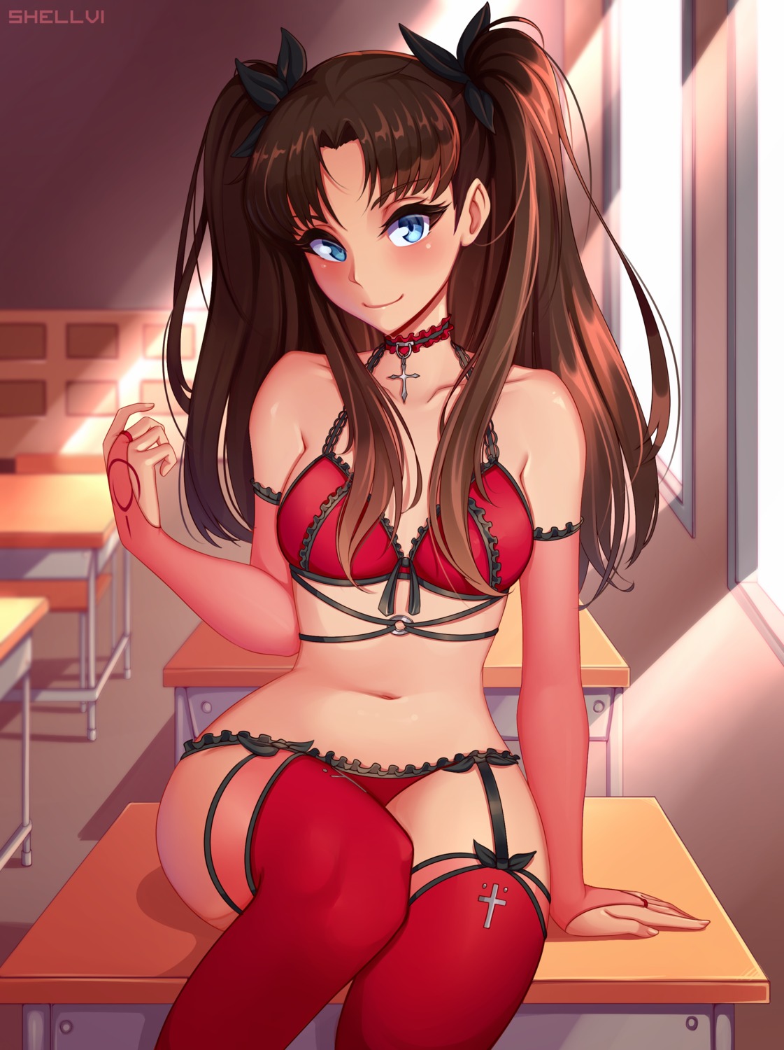 bra fate/stay_night pantsu shellvi stockings tattoo thighhighs toosaka_rin