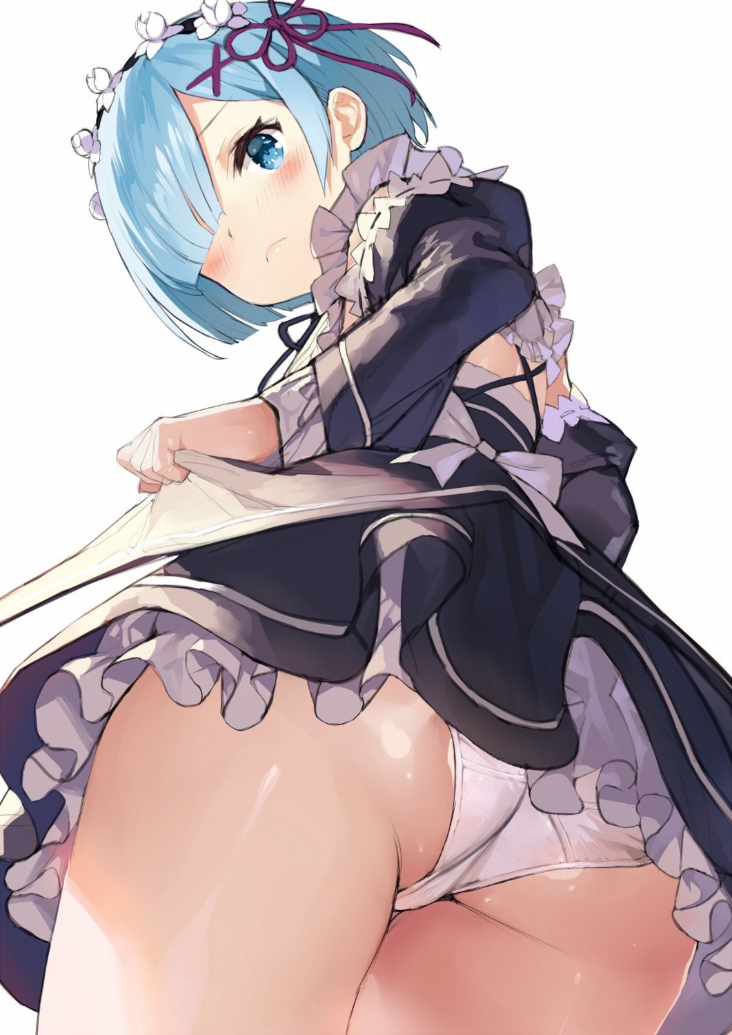 ass gaou_(matsulatte) maid pantsu re_zero_kara_hajimeru_isekai_seikatsu rem_(re_zero) skirt_lift