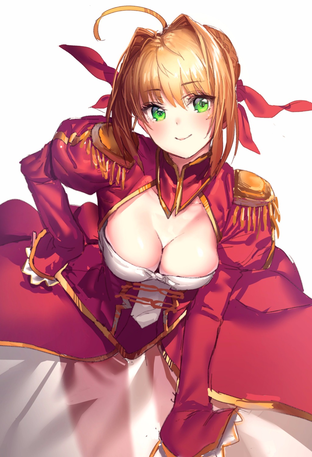 cleavage dress fate/extra fate/stay_night hiyashi_mirano saber_extra see_through