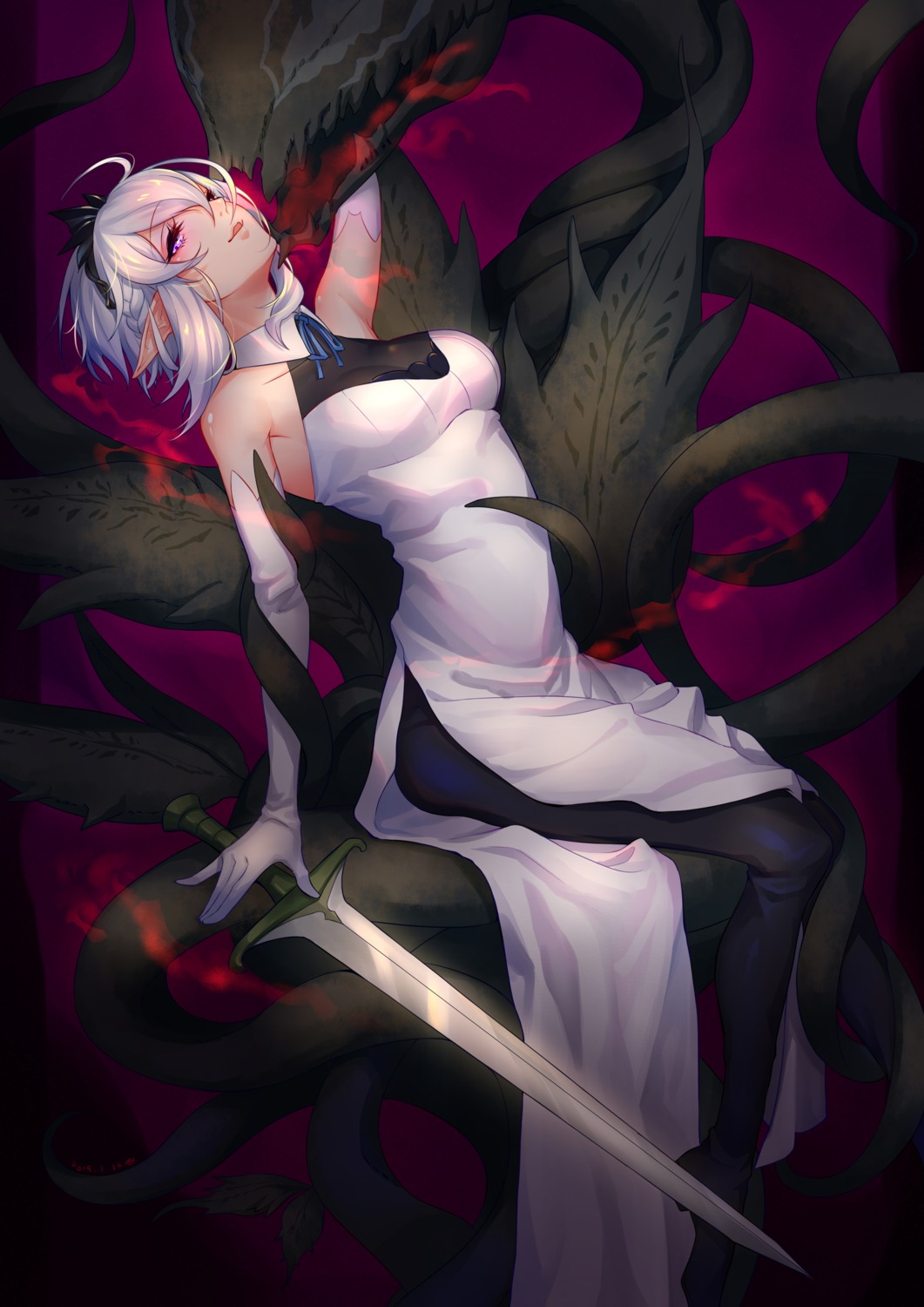 dress pixiv_fantasia pixiv_fantasia_last_saga sword tentacles weiyudurou