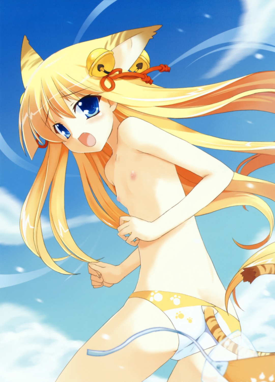 animal_ears bikini himukai_kyousuke nekomimi nipples swimsuits tail topless