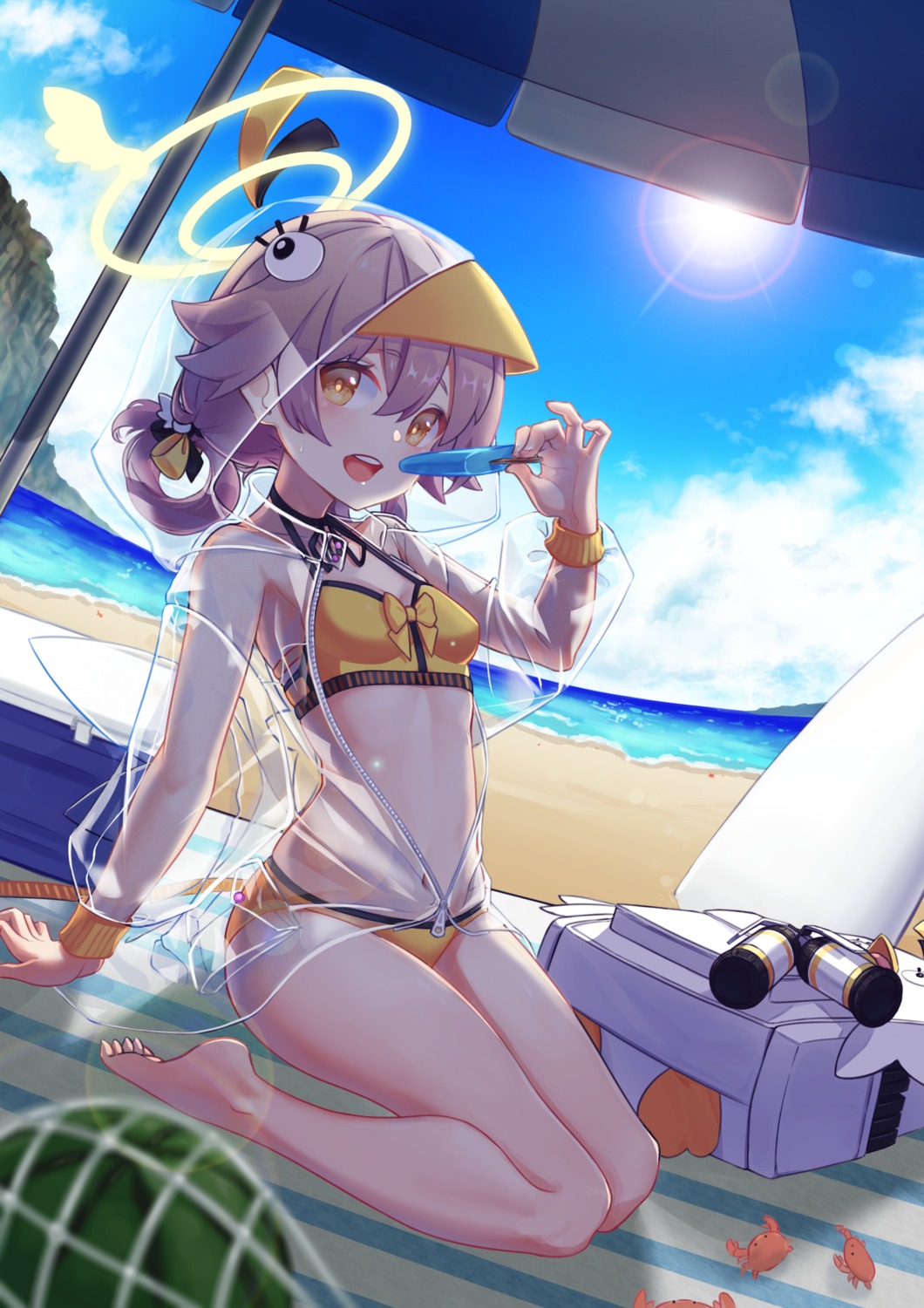 ajitani_hifumi bikini blue_archive halo open_shirt see_through slrspdlv swimsuits