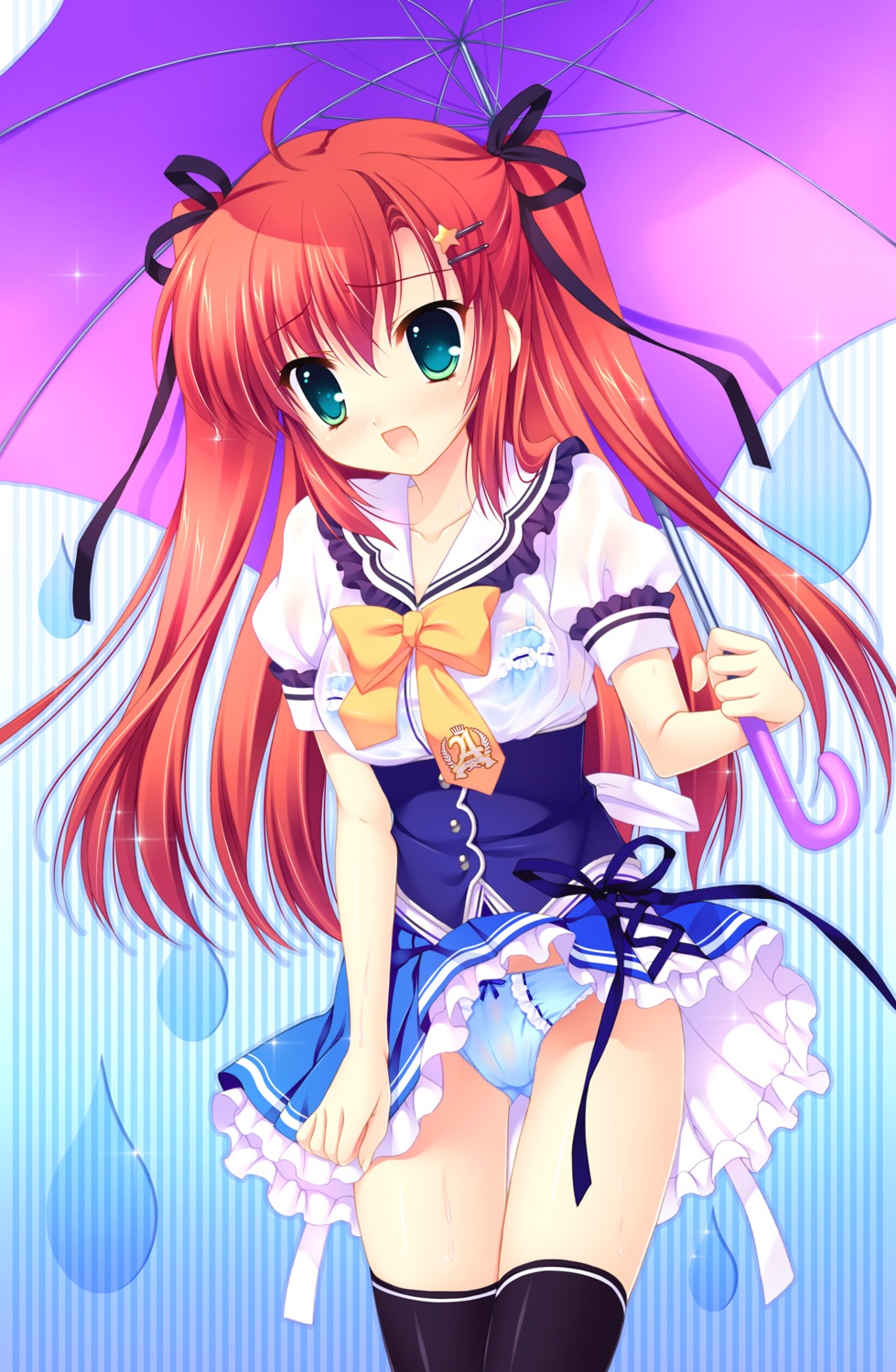 bra digital_version mitha nanawind pantsu seifuku takasaki_honoka thighhighs wet_clothes yuyukana