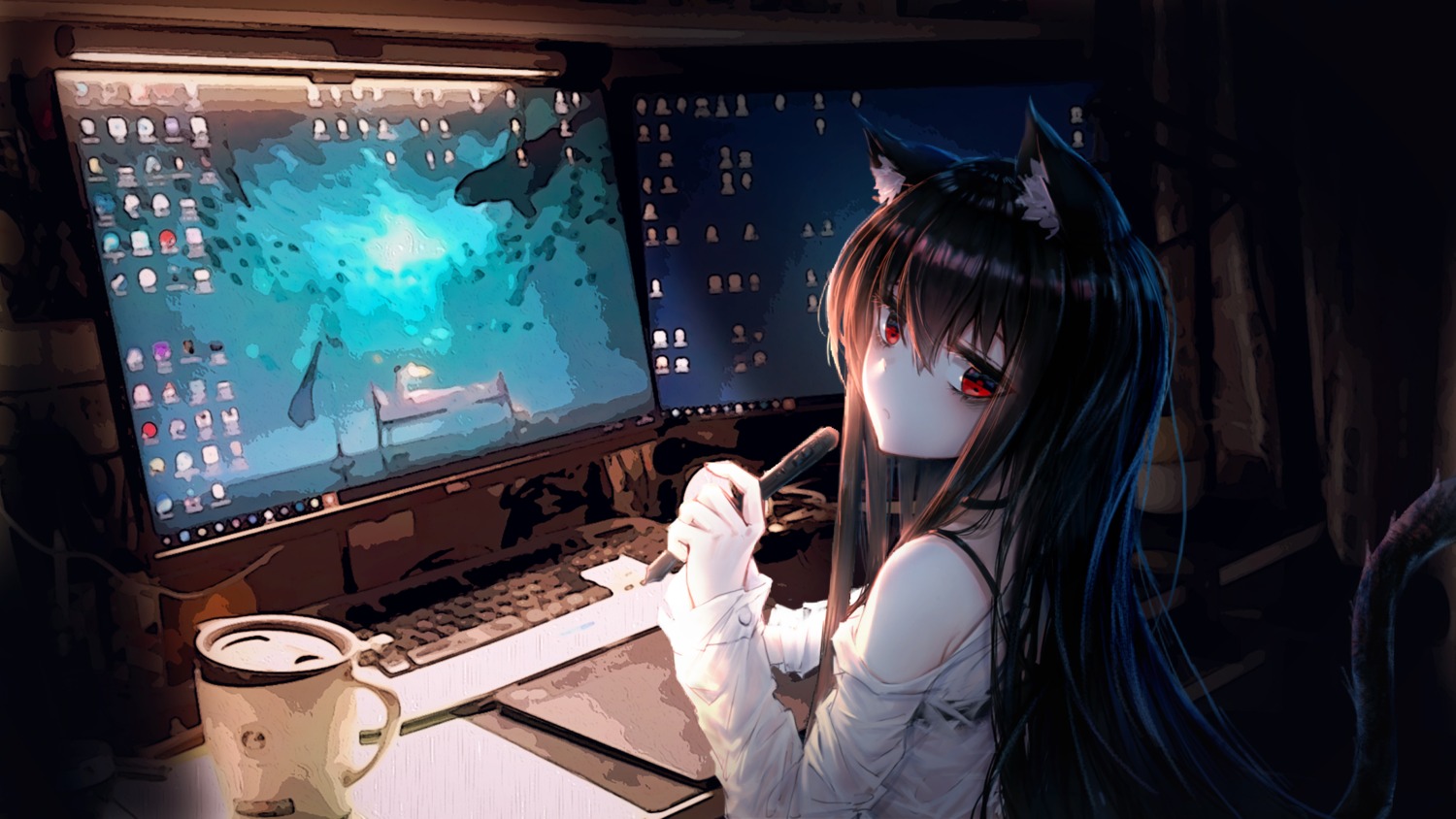 animal_ears bra nekomimi see_through tail xing