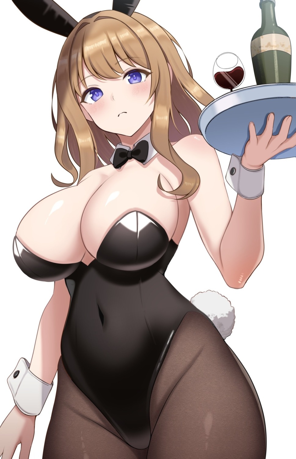 animal_ears bunny_ears bunny_girl dolphin_wave no_bra pantyhose suminoe_shion surippa1010 tail waitress