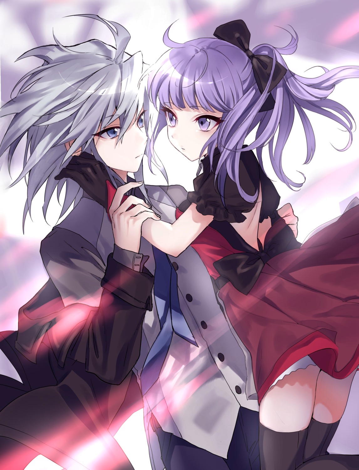 bakura_ryou dress maruchi no_bra nosaka_miho thighhighs yugioh