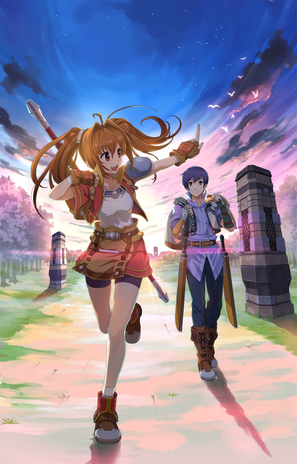 armor bike_shorts digital_version eiyuu_densetsu eiyuu_densetsu:_sora_no_kiseki estelle_bright falcom joshua_bright sword weapon