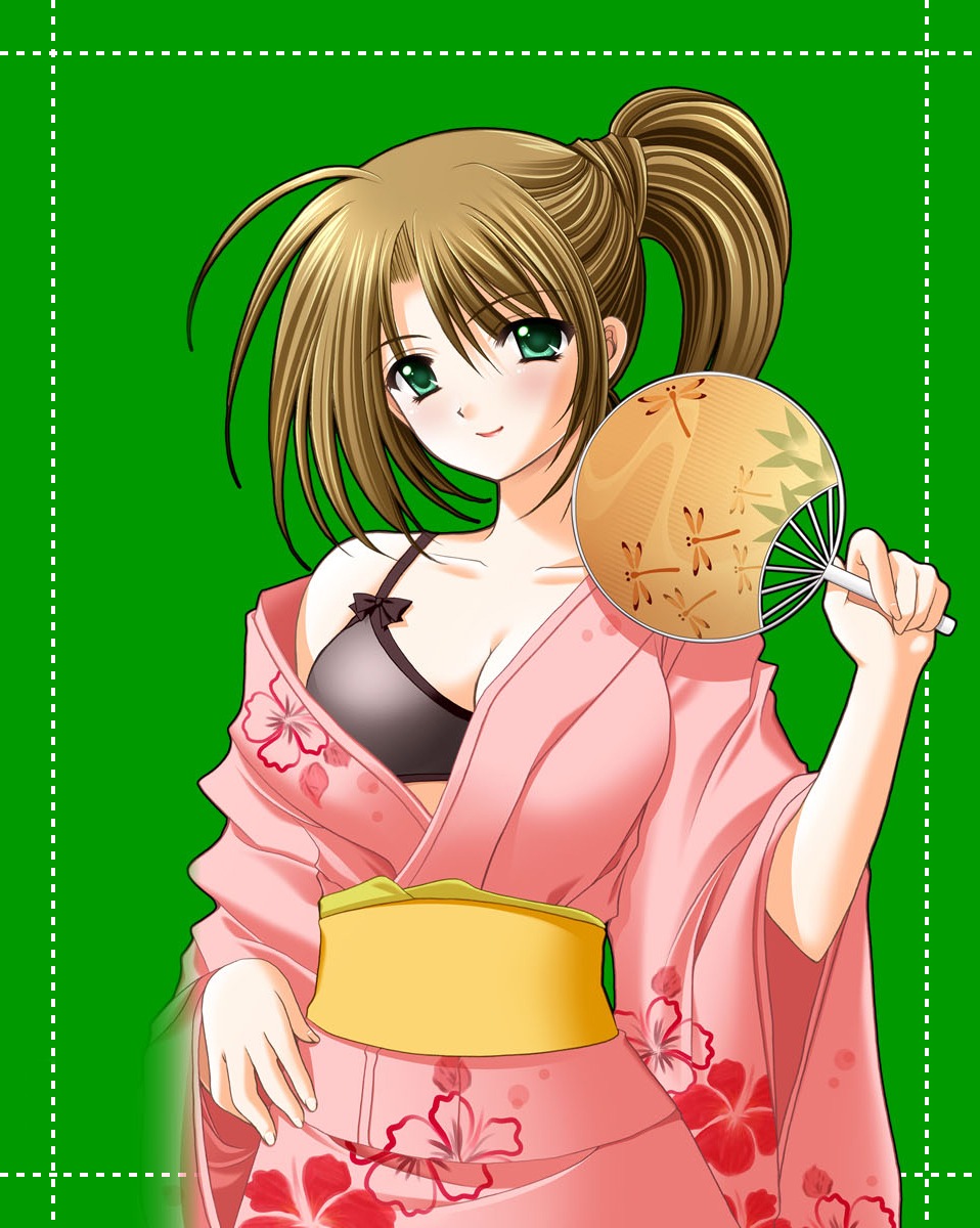 bra nishimata_aoi open_shirt yukata