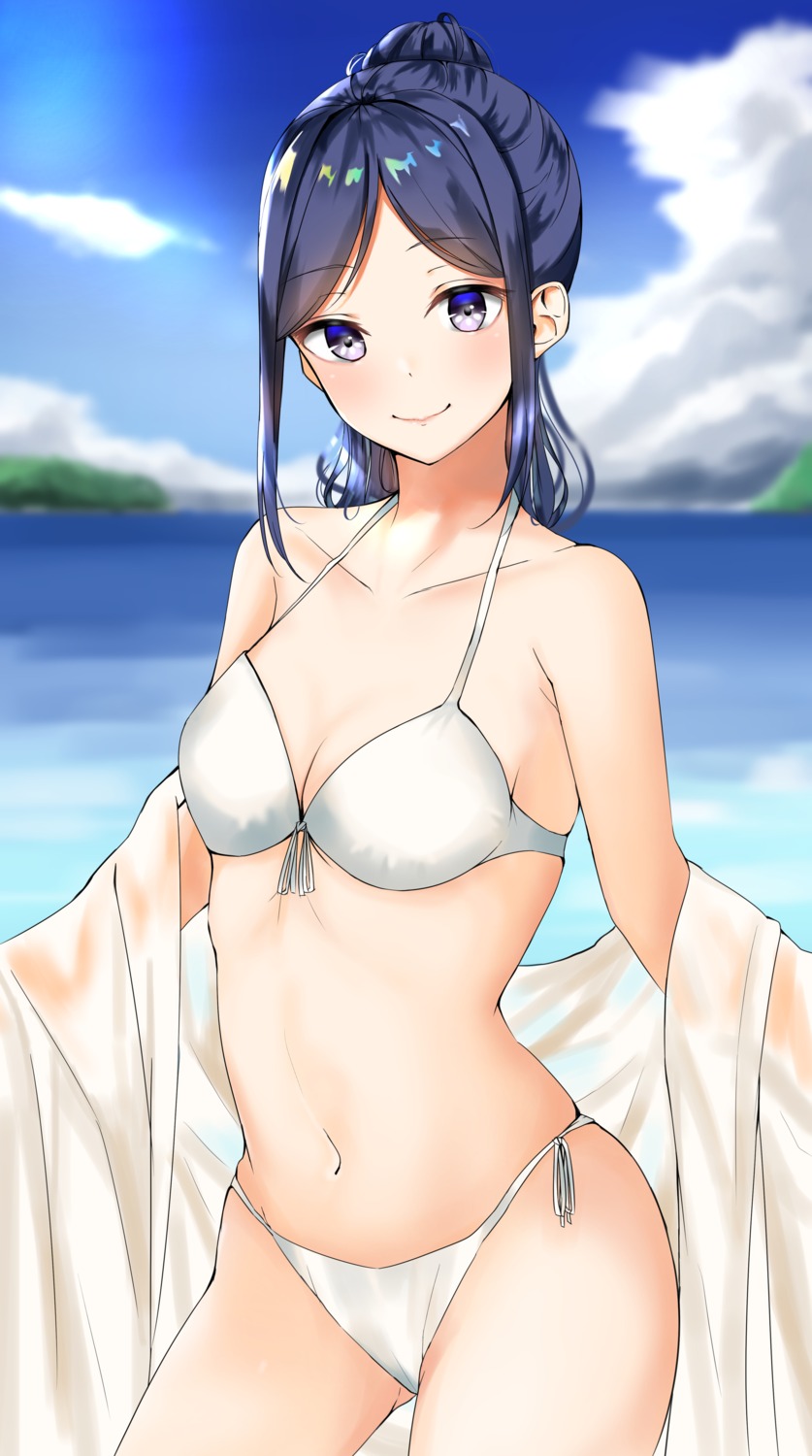 bikini cleavage cyan_328 love_live!_sunshine!! matsuura_kanan open_shirt see_through swimsuits