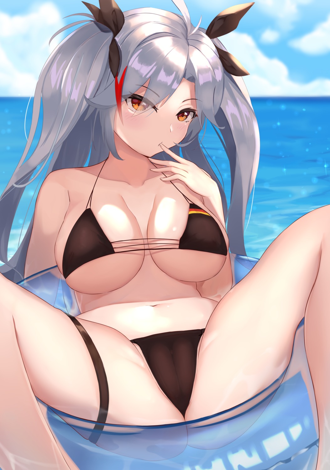 azur_lane bikini cameltoe garter prinz_eugen_(azur_lane) skai_kun swimsuits thong