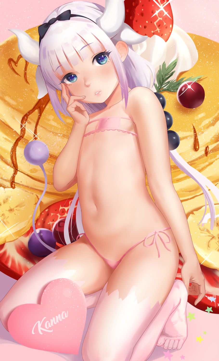 bikini erect_nipples horns kanna_kamui kobayashi-san_chi_no_maidragon loli otto swimsuits tail thighhighs