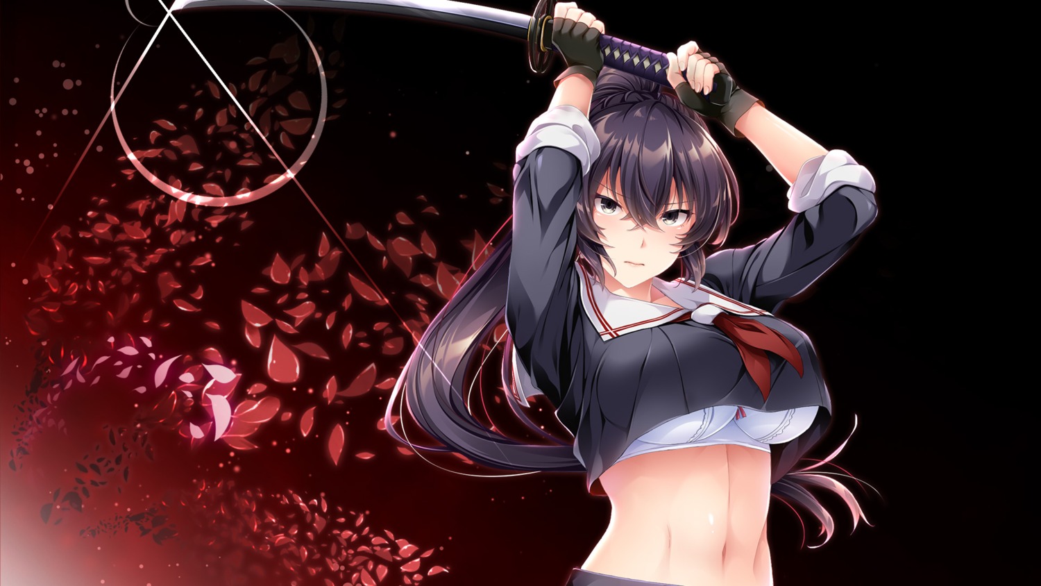 bra propeller seifuku shirt_lift sword tagme wallpaper yuzuriha_no_uta