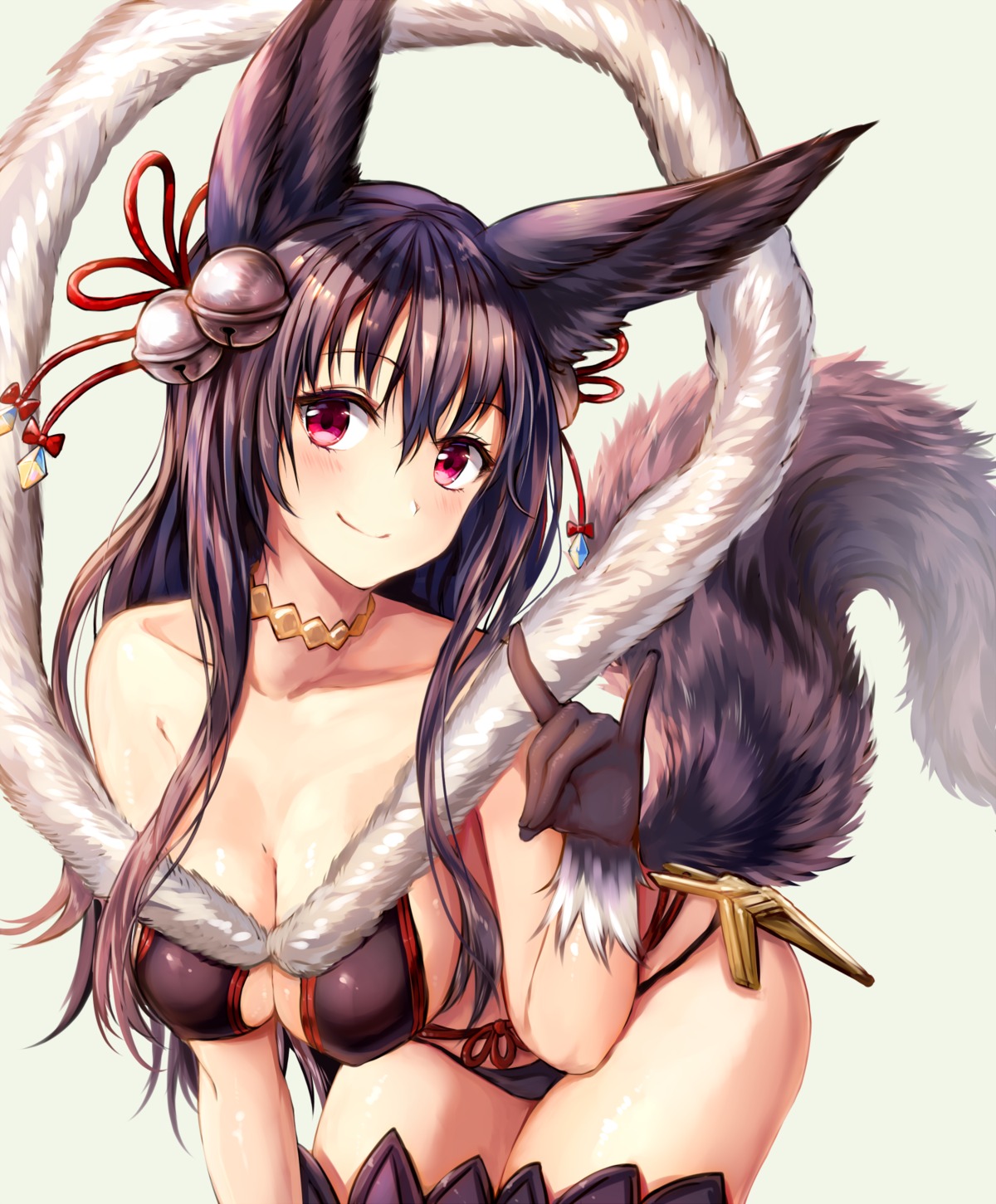 animal_ears cleavage granblue_fantasy pantsu sukemyon tail thighhighs yuel_(granblue_fantasy)