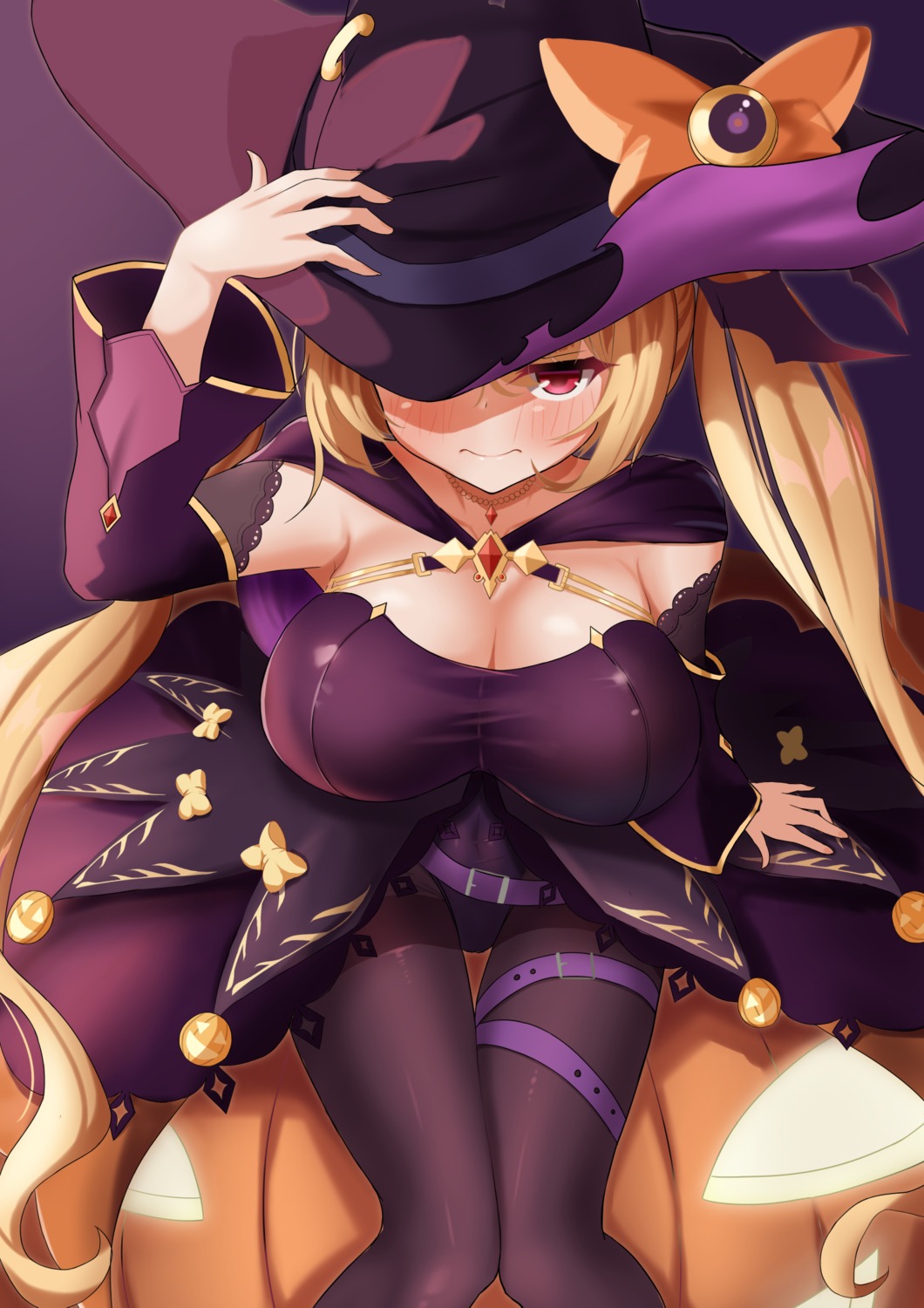 azur_lane cleavage garter halloween leotard nelson_(azur_lane) pantyhose shinka_(yonkun121) witch