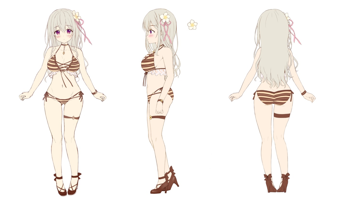 ass bikini character_design garter hanakumo_rin heels propro_production sketch swimsuits twinbox