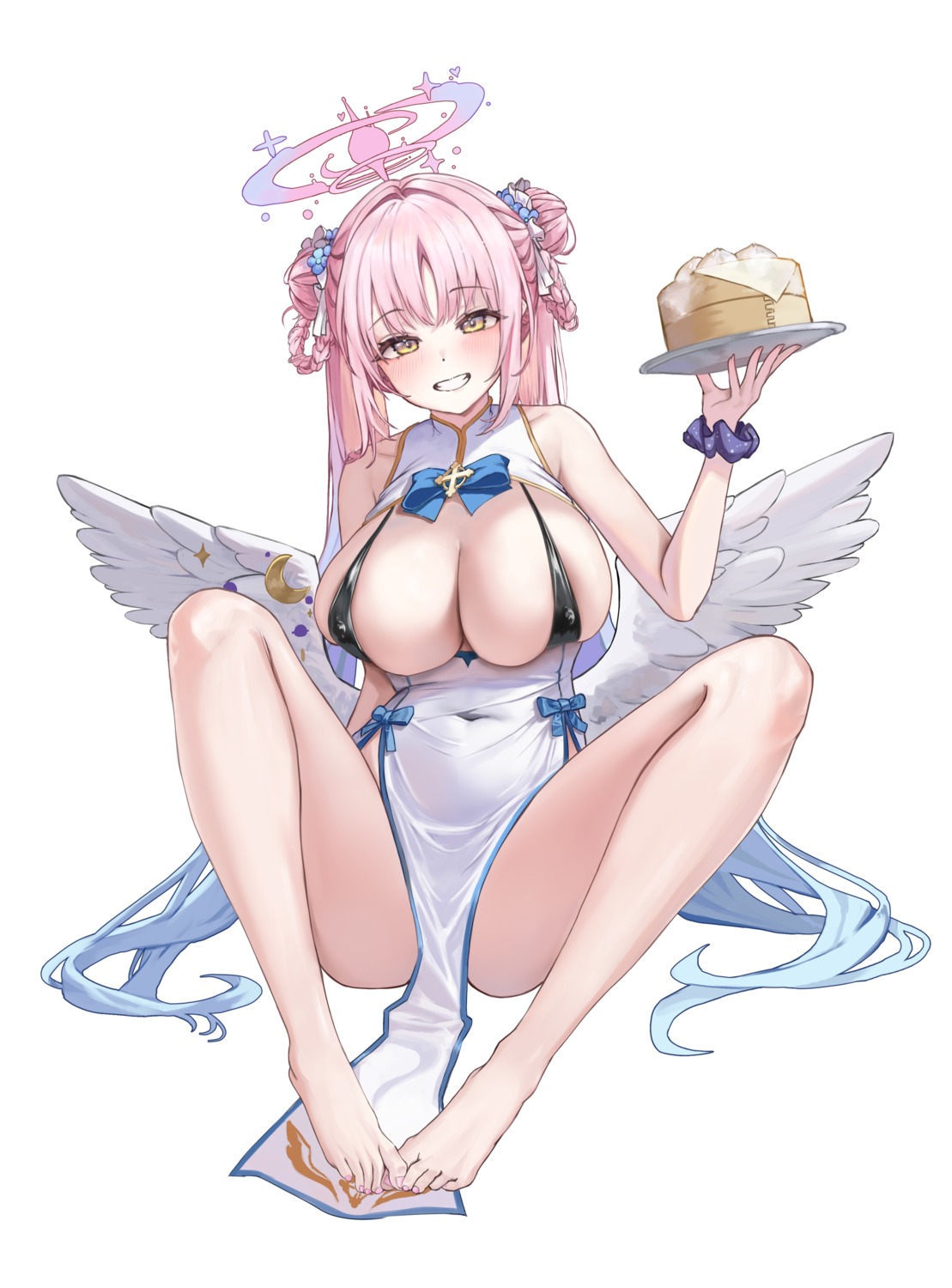 angel bikini_top blue_archive chinadress erect_nipples misono_mika pongdo swimsuits wings