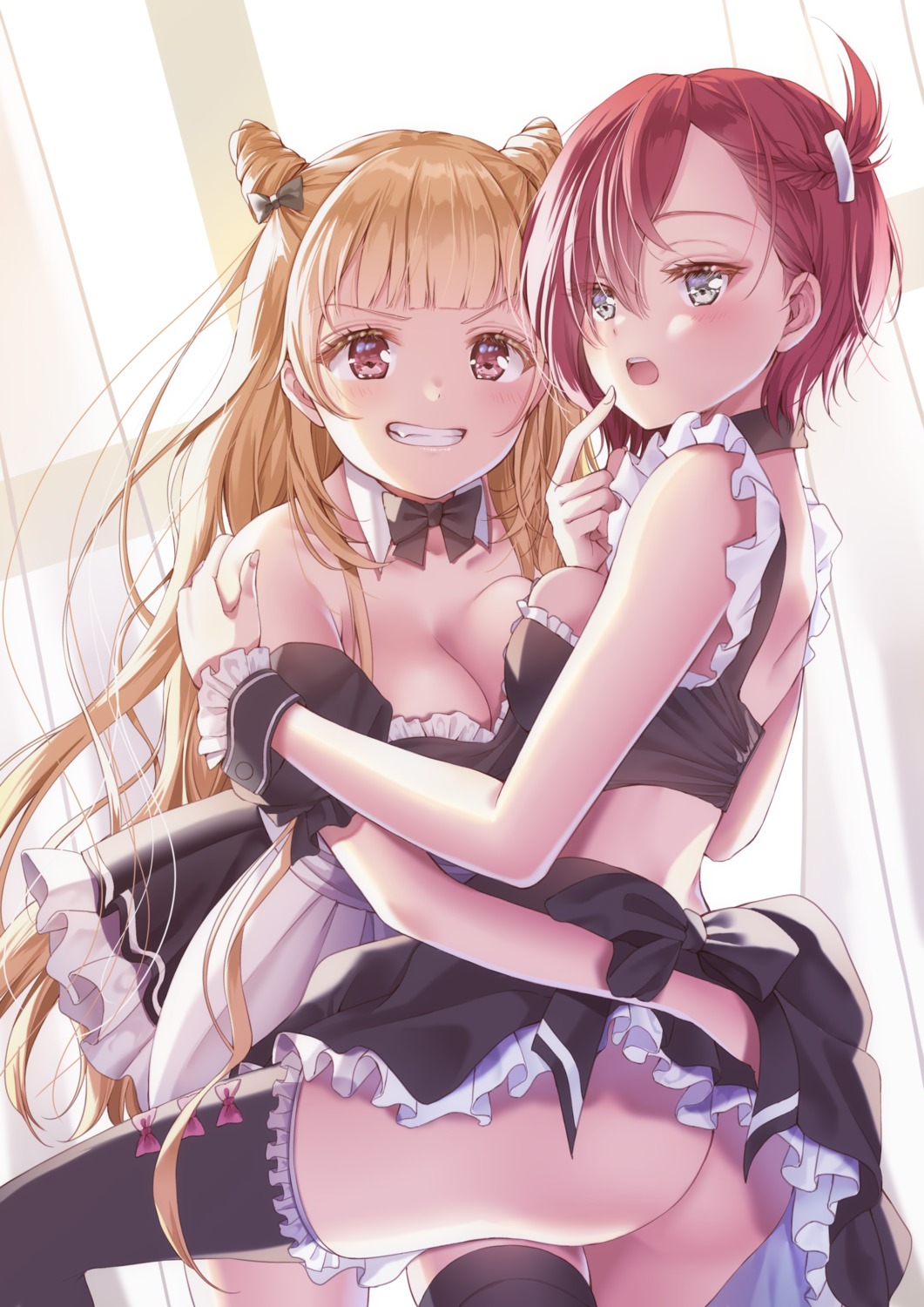 ass cleavage maid no_bra nopan skirt_lift thighhighs yoshida_iyo