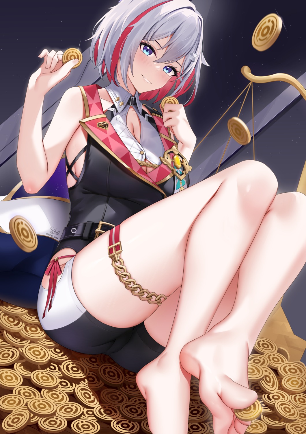 cleavage feet garter honkai:_star_rail skai_kun topaz