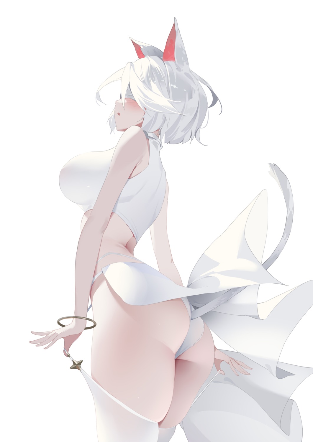 animal_ears ass nekomimi pantsu pugongying skirt_lift stockings tail thighhighs thong