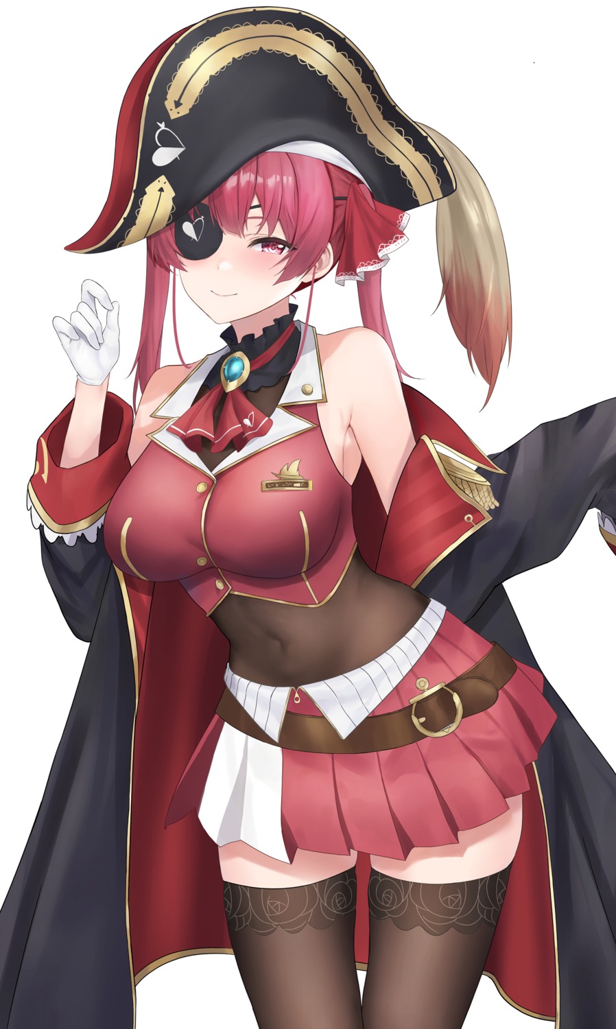 ebi_(ebimon0) eyepatch hololive houshou_marine pirate thighhighs