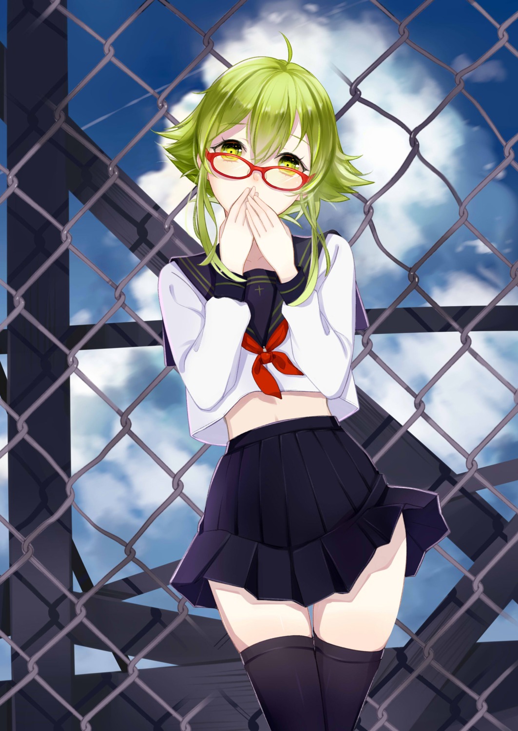 gumi maorzshu megane seifuku thighhighs vocaloid