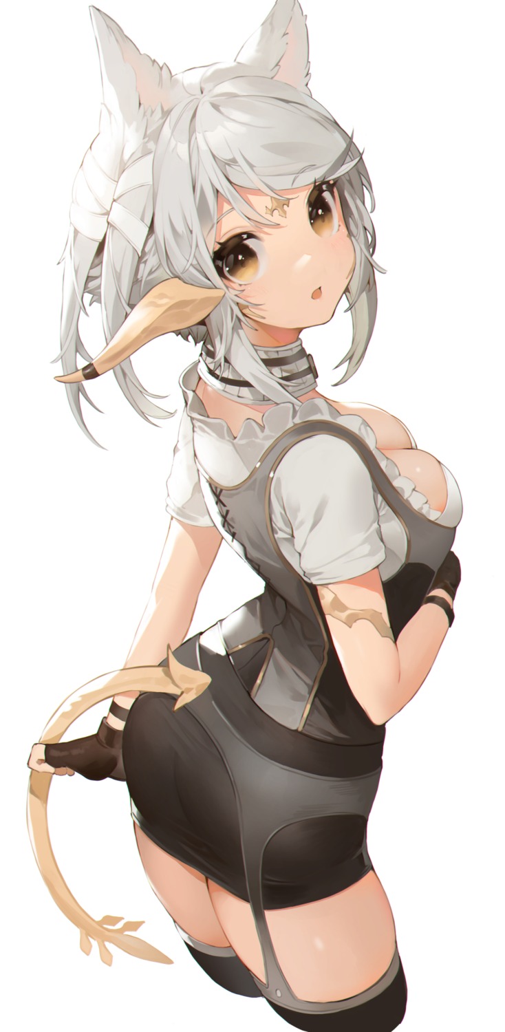 akizone animal_ears ass garter_belt horns no_bra stockings tail thighhighs