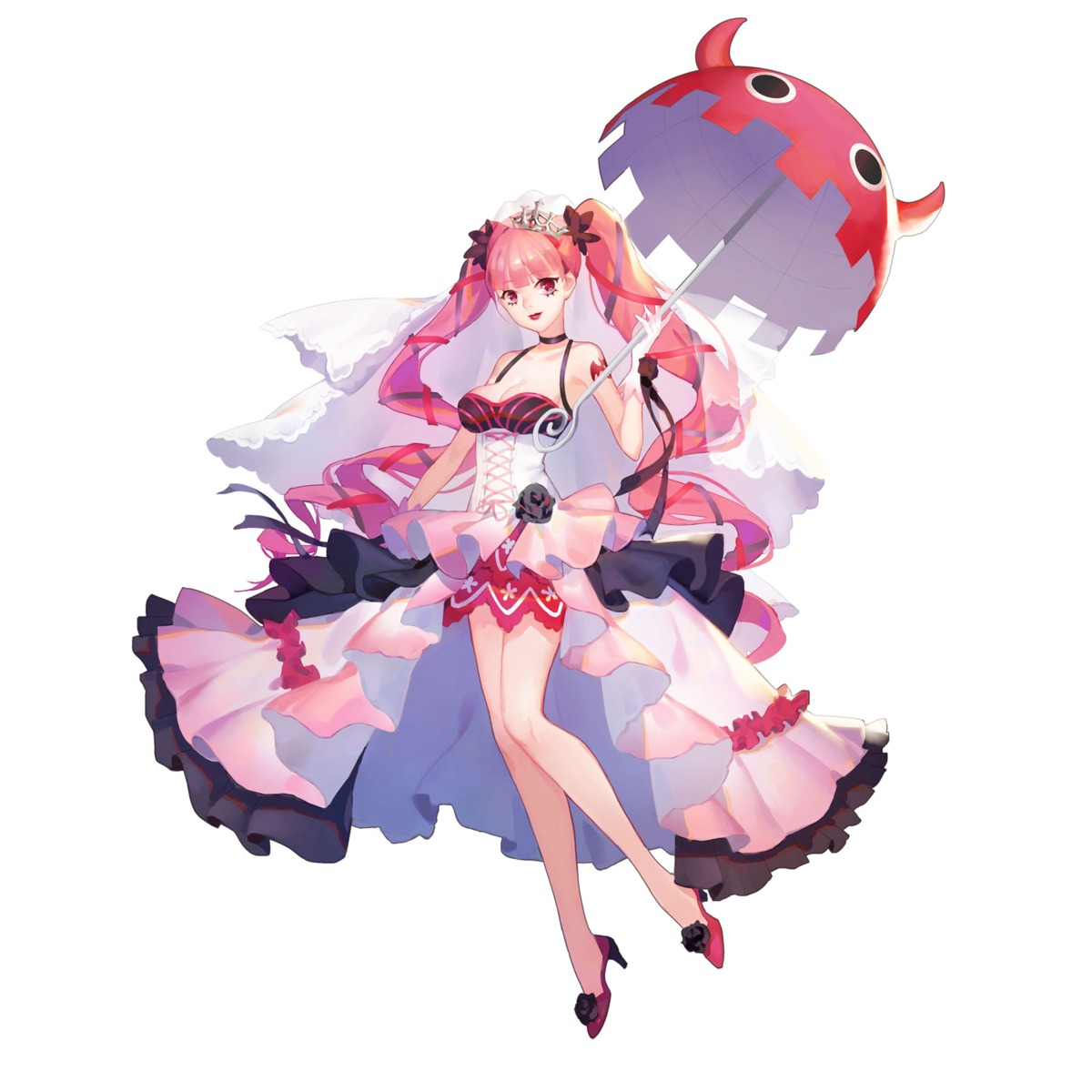 cleavage dywx_poison heels one_piece perona tattoo umbrella