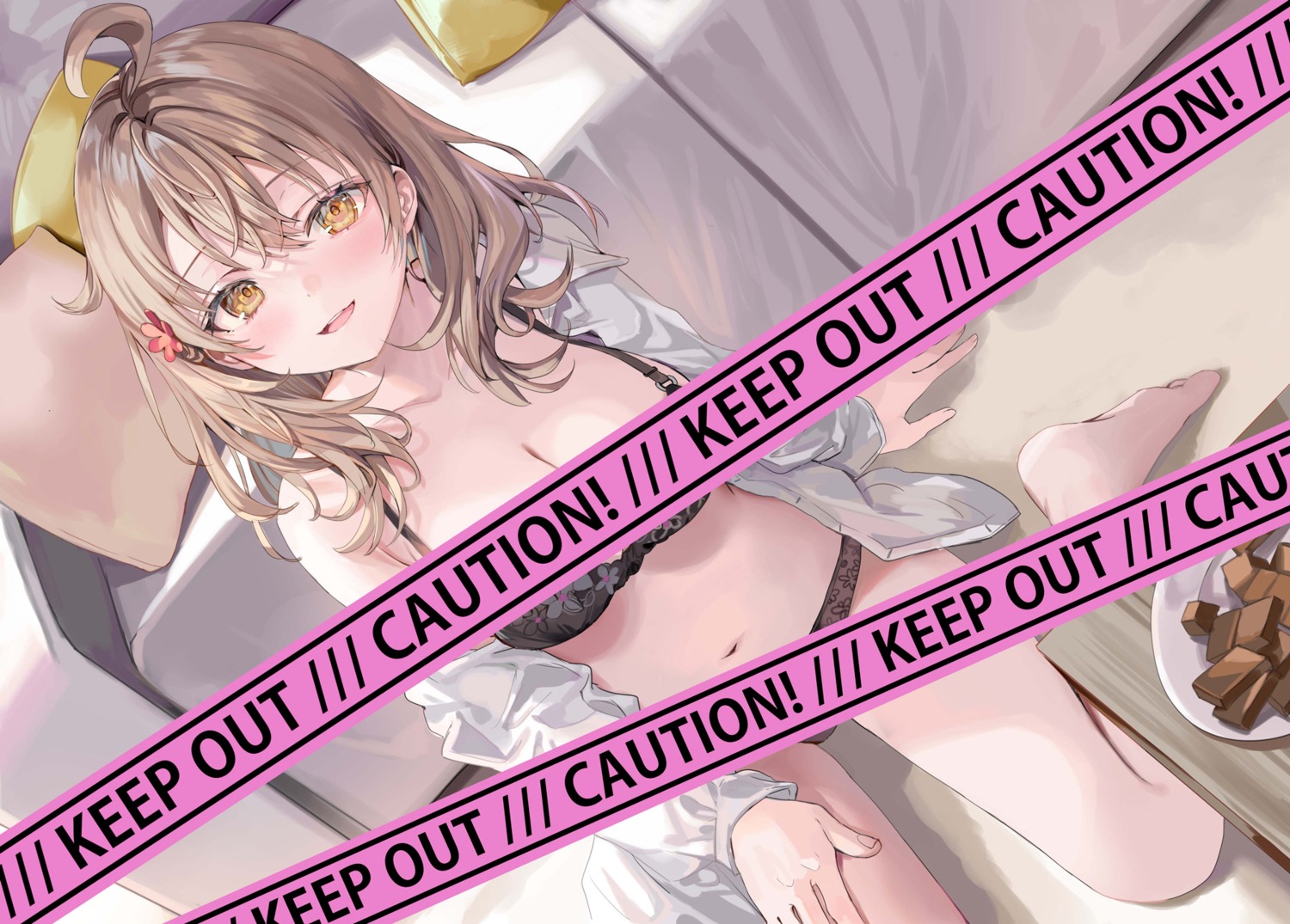 bra censored dress_shirt lingerie mariya_mikhailovna_kujou momoko_(momopoco) open_shirt pantsu tokidoki_bosotto_roshia-go_de_dereru_tonari_no_alya-san