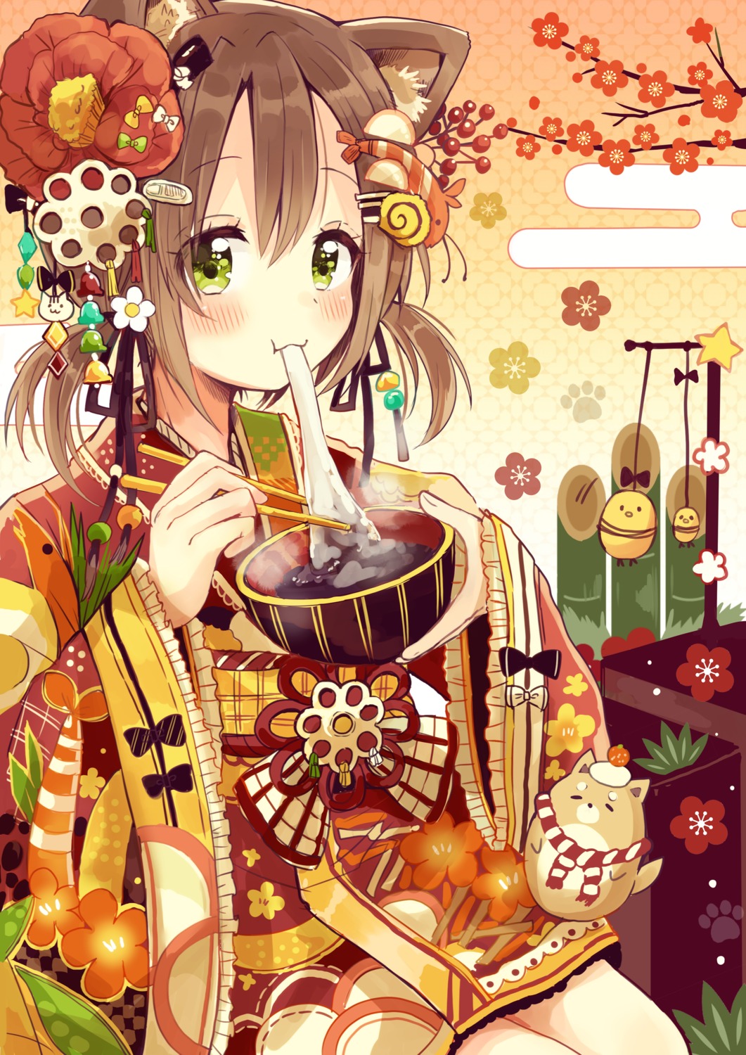 animal_ears kimono sakura_oriko