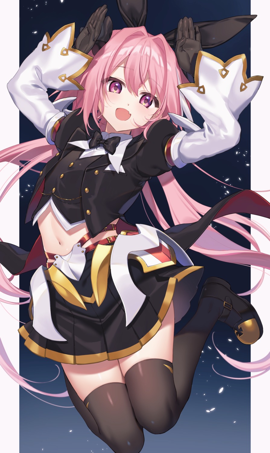 animal_ears astolfo_(fate) bunny_ears citron_82 fate/grand_order skirt_lift thighhighs trap