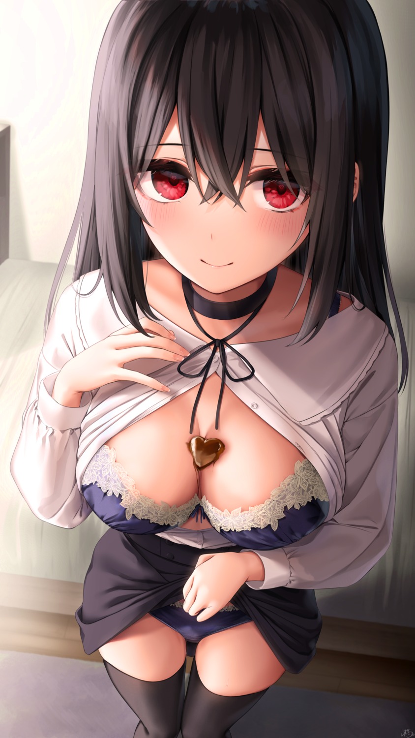 bra cream open_shirt pantsu ramchi thighhighs