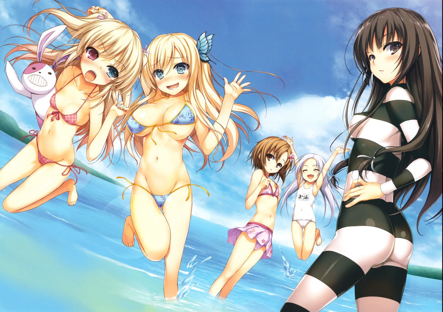 bikini boku_wa_tomodachi_ga_sukunai cleavage hasegawa_kobato heterochromia jpeg_artifacts kashiwazaki_sena kusunoki_yukimura loli mikazuki_yozora mugenkidou school_swimsuit swimsuits takayama_maria tomose_shunsaku