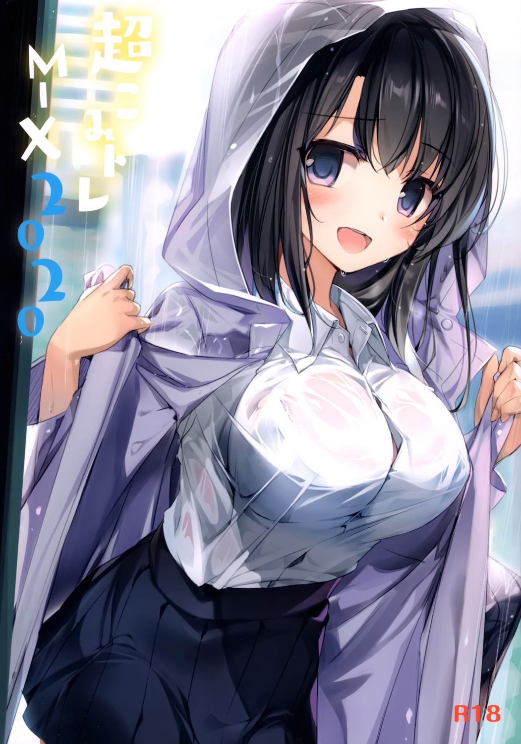 bra karomix karory see_through seifuku wet wet_clothes