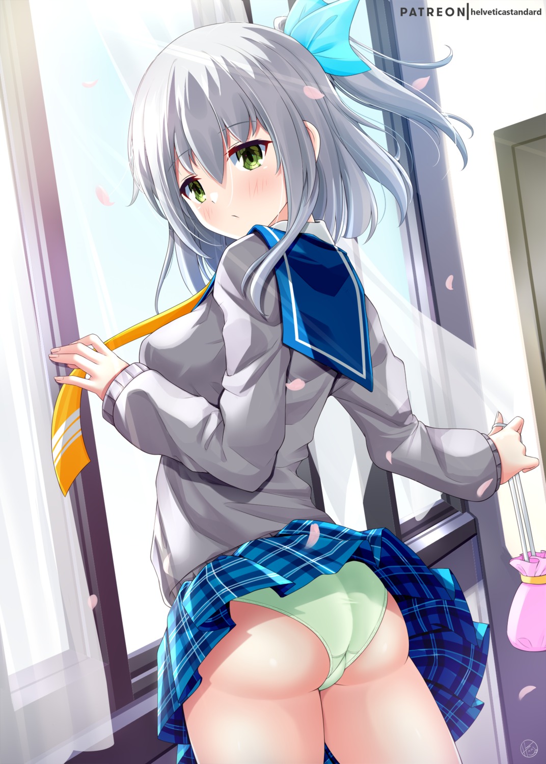 ass helvetica_5tandard pantsu seifuku skirt_lift sweater