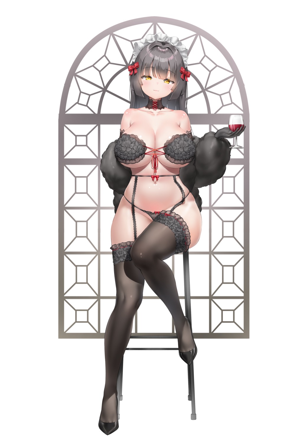 bra dinah_(piiru) garter_belt keibeam lingerie maid open_shirt pantsu stockings thighhighs