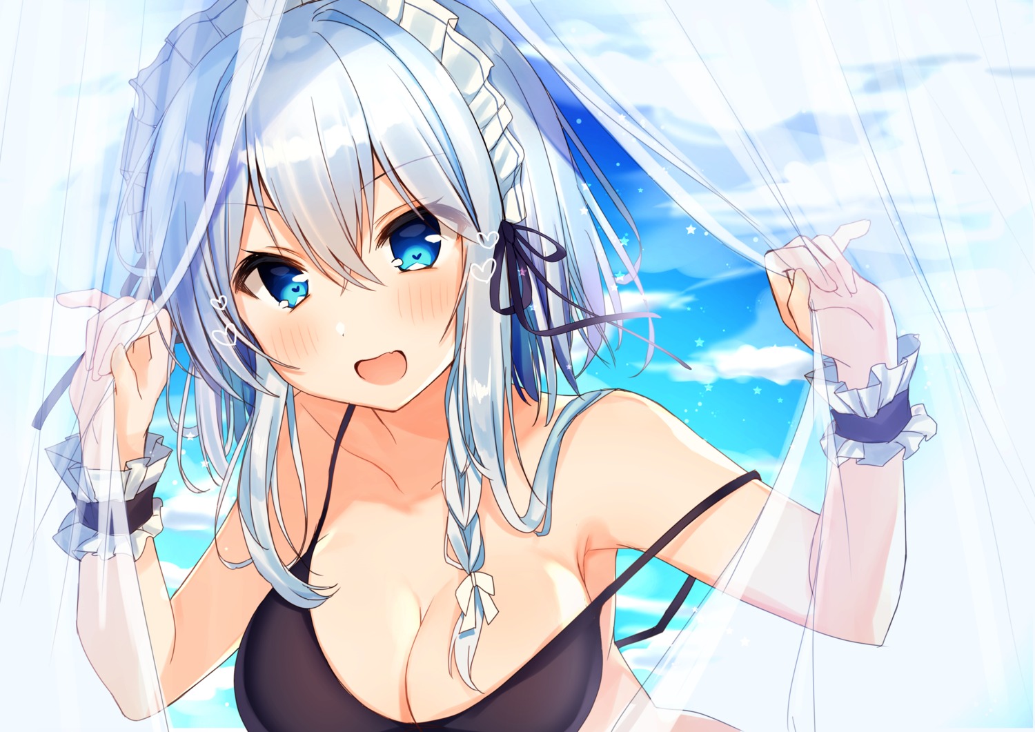 bikini_top cleavage izayoi_sakuya maid nenobi_(nenorium) see_through swimsuits touhou wardrobe_malfunction