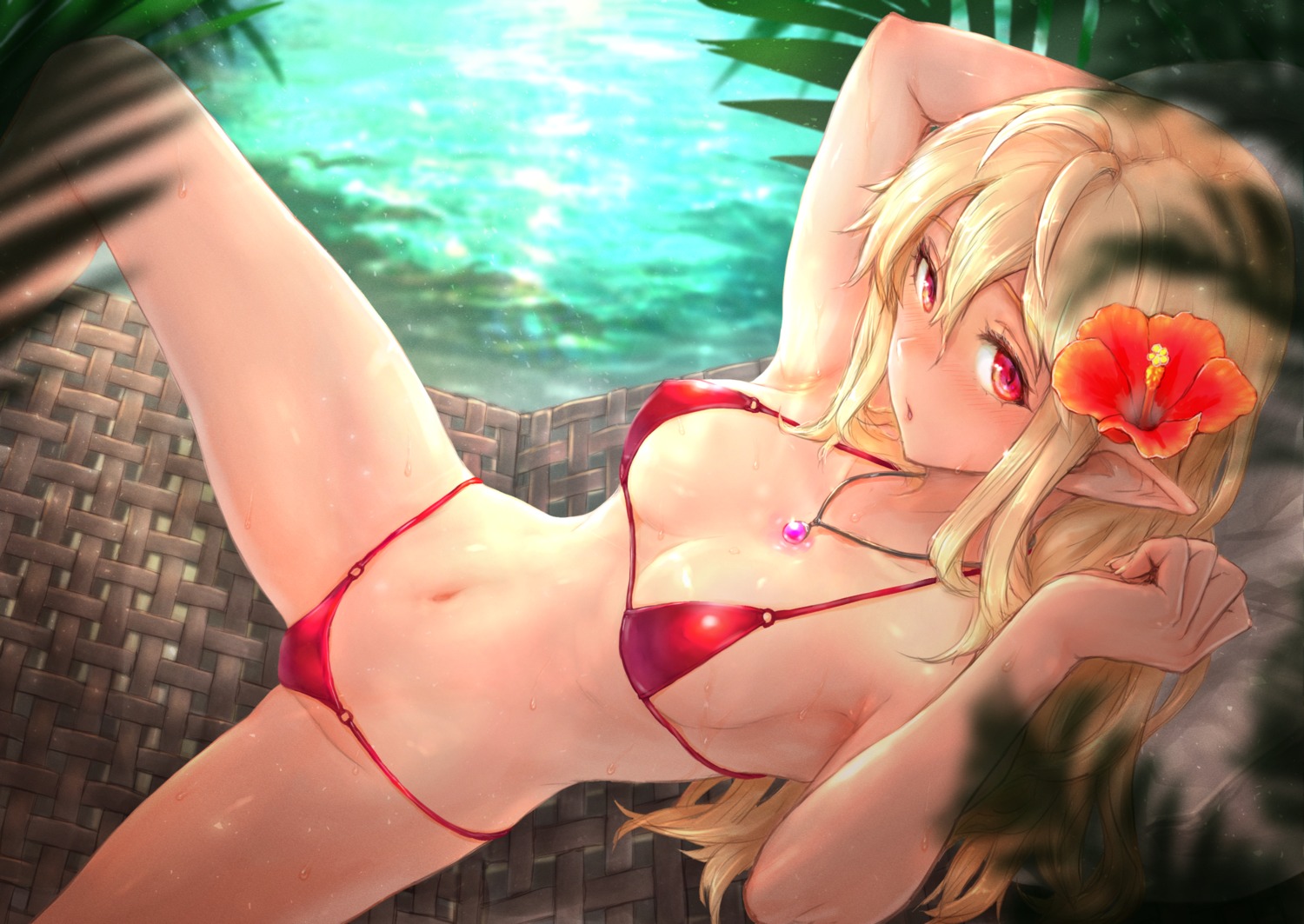 bikini erect_nipples pointy_ears sasagawa_(haikaiki) swimsuits