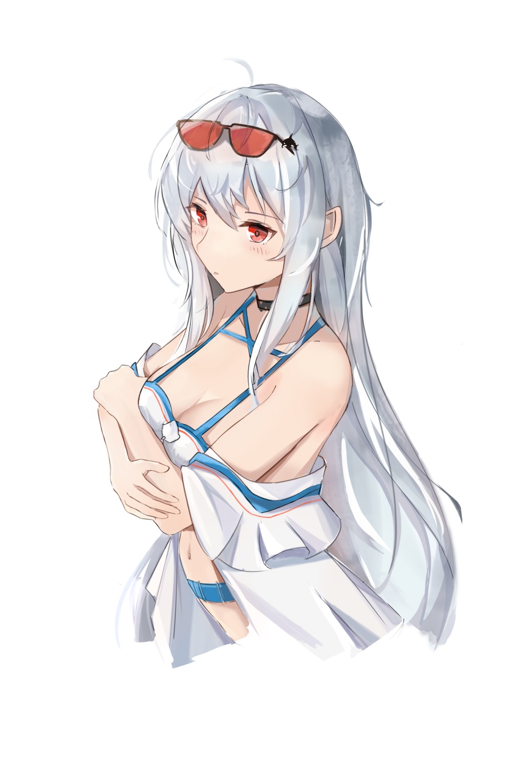 arknights bangeningmeng breast_hold megane skadi_(arknights)