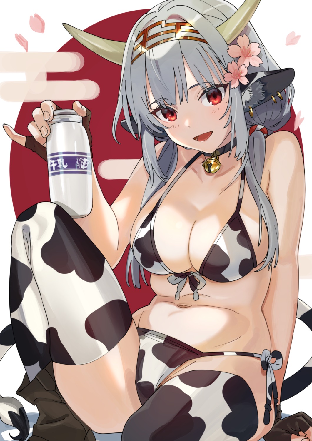 animal_ears bikini horns swimsuits tail thighhighs yomosaka