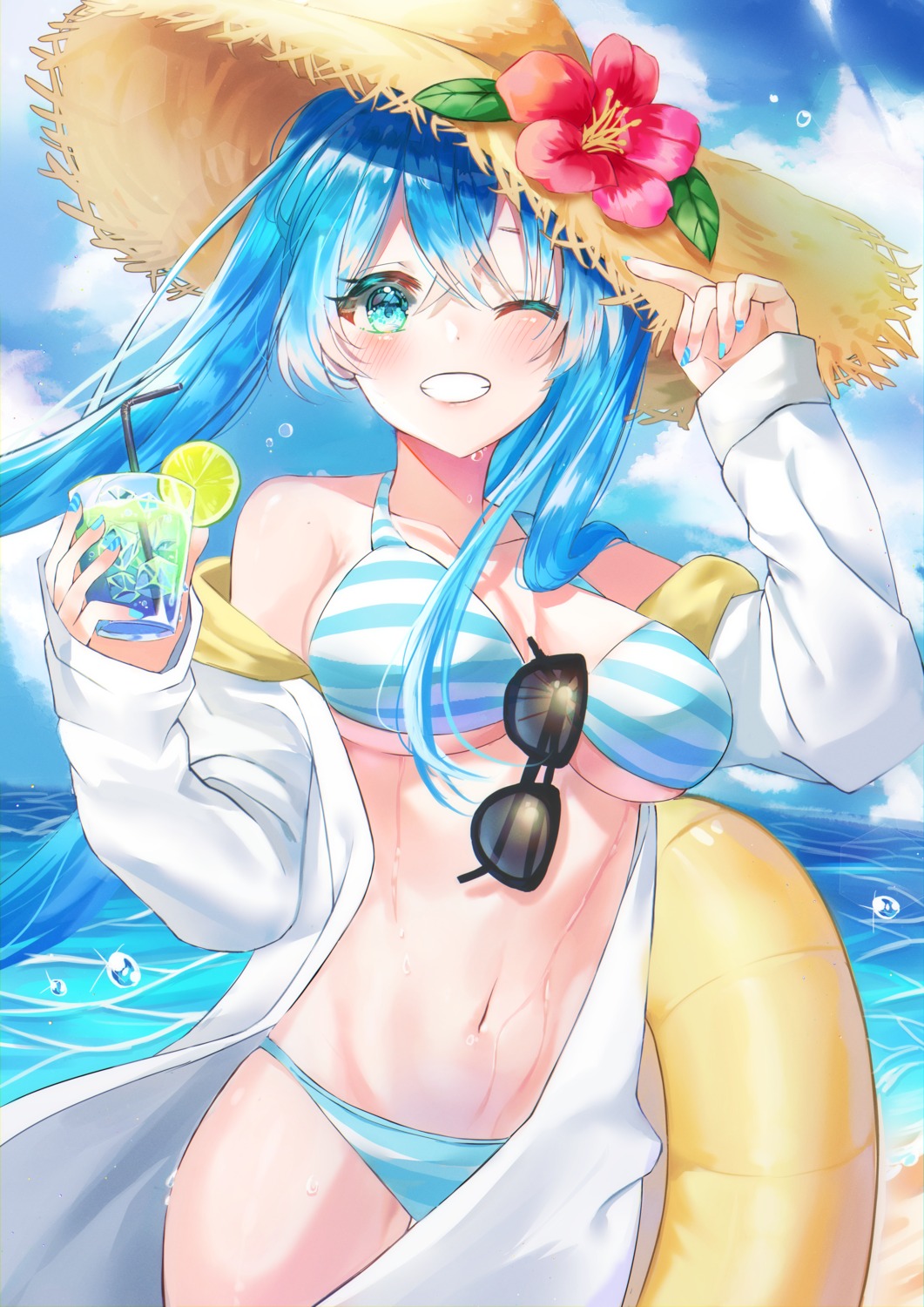 bikini hatsune_miku lisi megane open_shirt swimsuits vocaloid