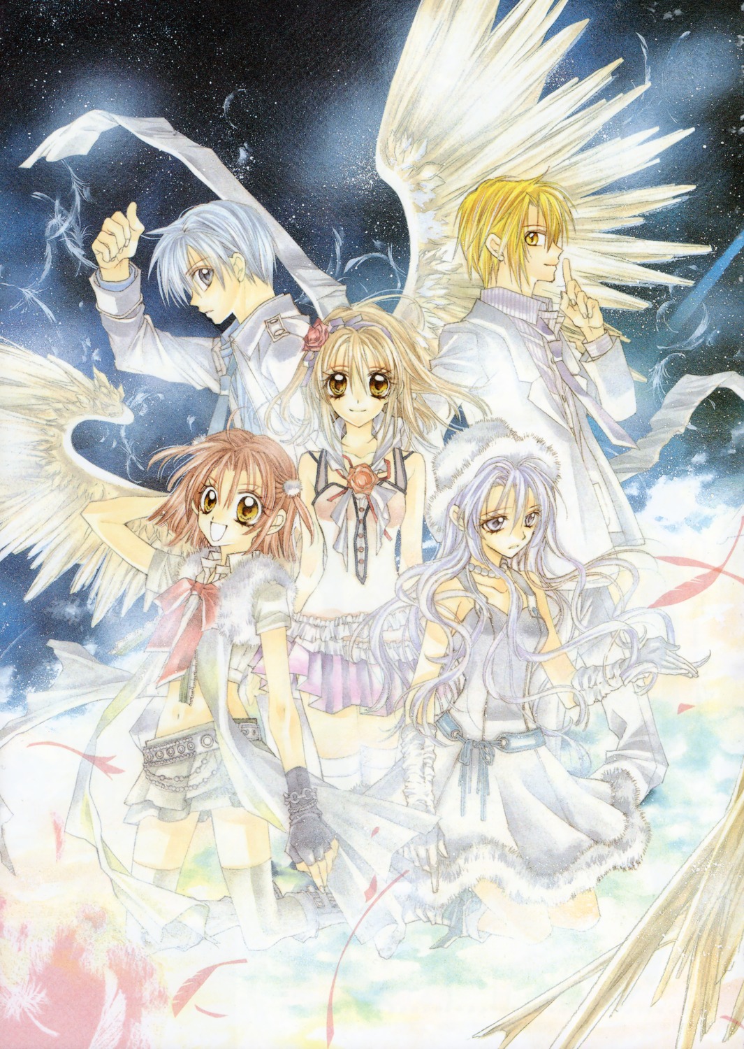 amamiya_ushio angel dress ichinomiya_yoshitaka lolita_fashion otomiya_haine shinshi_doumei_cross tanemura_arina thighhighs tougu_shizumasa trap tsujimiya_maguri wings