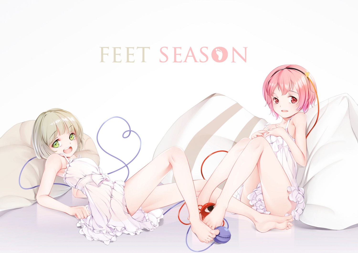 an-telin breast_hold dress feet komeiji_koishi komeiji_satori lingerie skirt_lift touhou