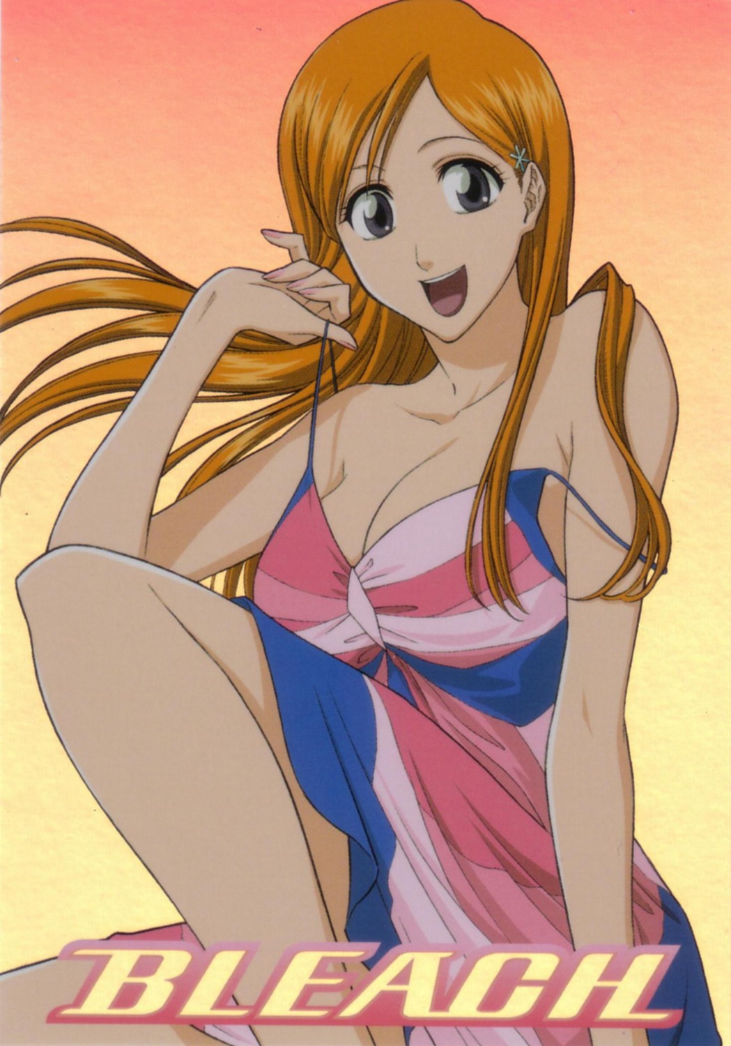 bleach cleavage color_issue dress inoue_orihime jpeg_artifacts screening