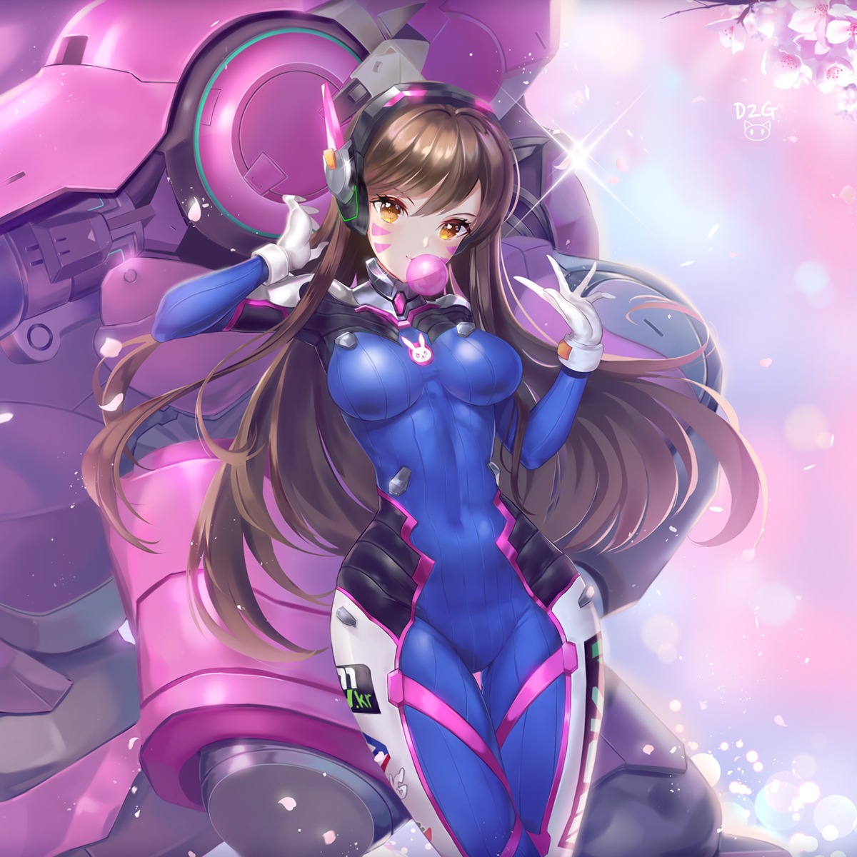 bodysuit d.va headphones mecha overwatch pass35