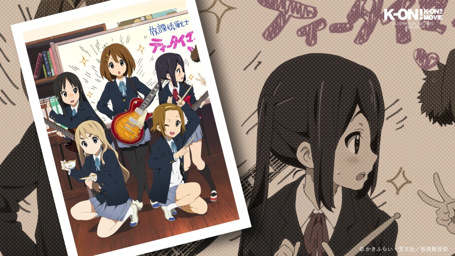 akiyama_mio guitar hirasawa_yui horiguchi_yukiko k-on! kotobuki_tsumugi nakano_azusa pantyhose suzuki_jun tainaka_ritsu wallpaper