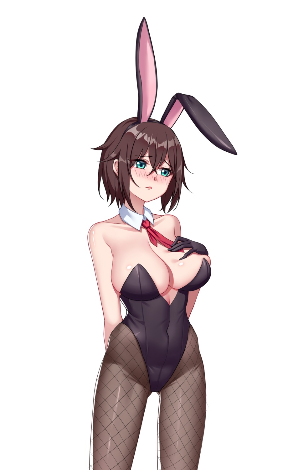 animal_ears breast_hold bunny_ears bunny_girl cameltoe du_mogu fishnets no_bra pantyhose