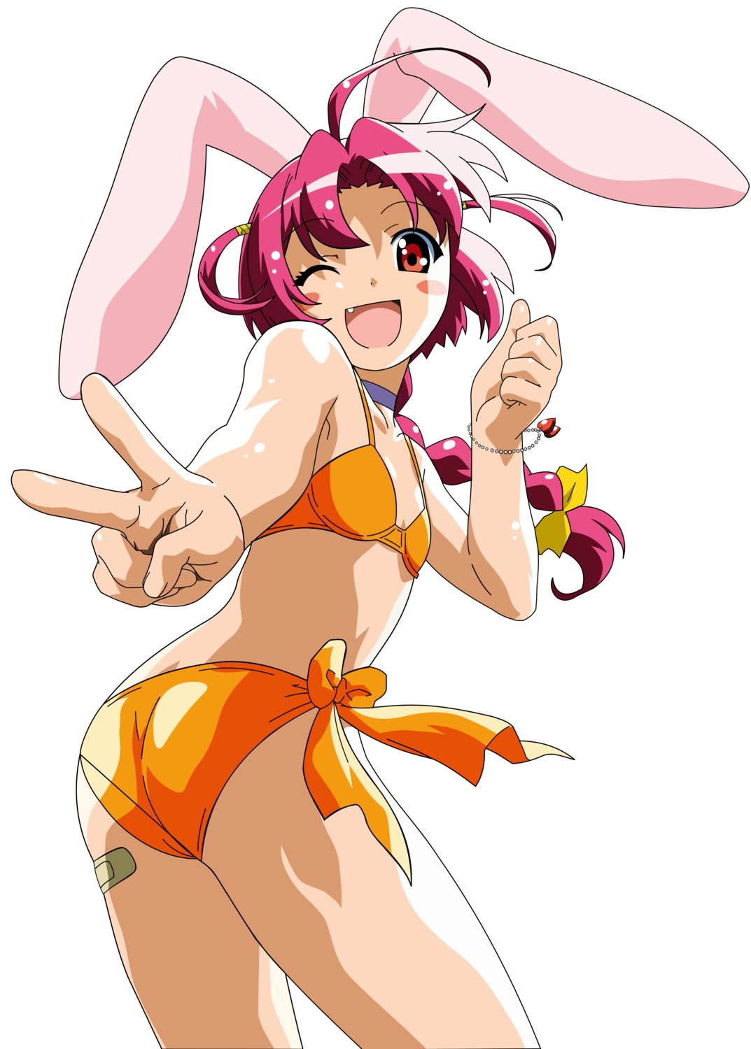 animal_ears ass bandaid bikini bunny_ears itou_katsunobu nakahara_komugi nurse_witch_komugi swimsuits
