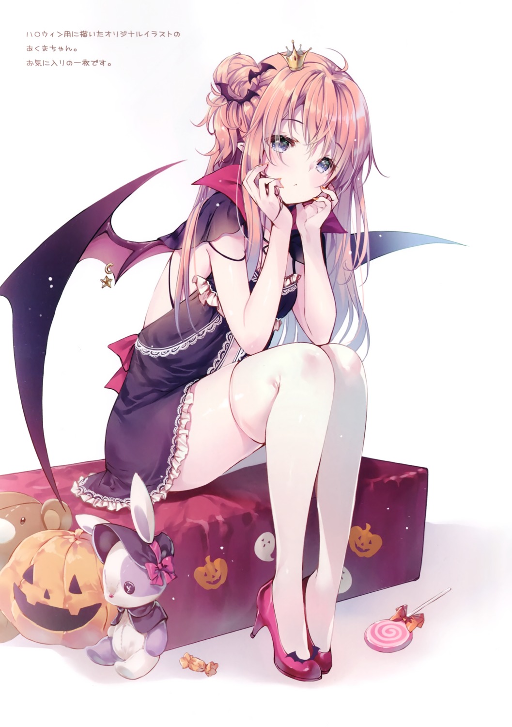 dress halloween heels miwabe_sakura pion pointy_ears thighhighs wings